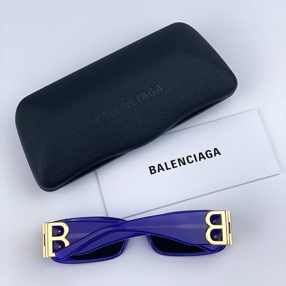 SALE! NEW Balenciaga BB0096S 004 Violet Gray Rectangle/Narrow Women Sunglasses - Picture 11 of 12